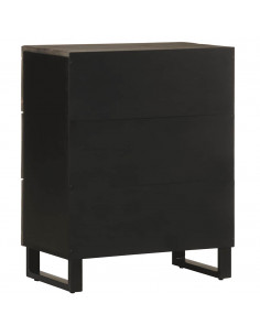 Credenza Nera 60x33x75 cm in Legno Massello di Mango