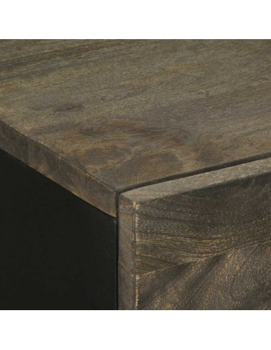 Credenza Nera 60x33x75 cm in Legno Massello di Mango