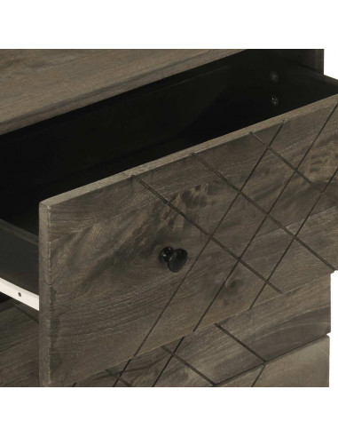 Credenza Nera 60x33x75 cm in Legno Massello di Mango