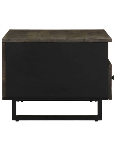Tavolino da Salotto Nero 80x54x40 cm in Legno Massello di Mango