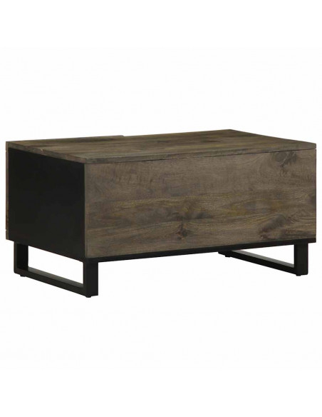 Tavolino da Salotto Nero 80x50x40 cm in Legno Massello di Mango