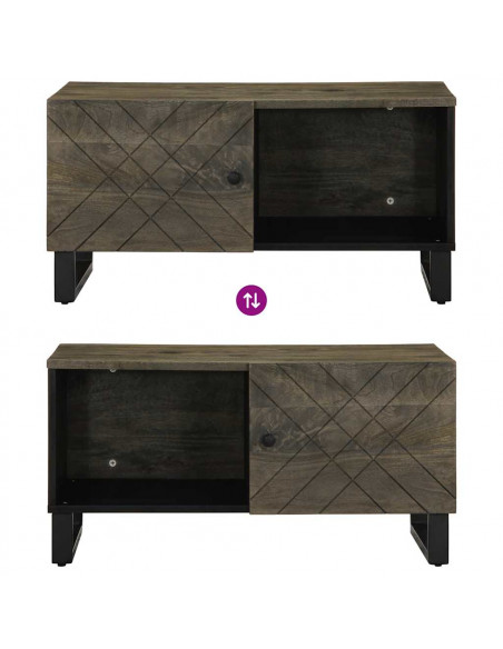 Tavolino da Salotto Nero 80x50x40 cm in Legno Massello di Mango
