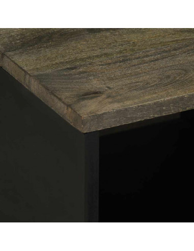 Tavolino da Salotto Nero 80x50x40 cm in Legno Massello di Mango