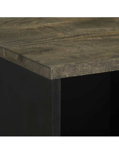 Credenza Nera 80x33x75 cm in Legno Massello di Mango