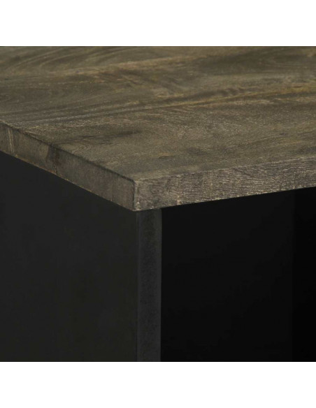 Credenza Nera 80x33x75 cm in Legno Massello di Mango