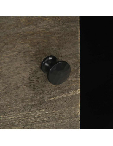 Credenza Nera 80x33x75 cm in Legno Massello di Mango