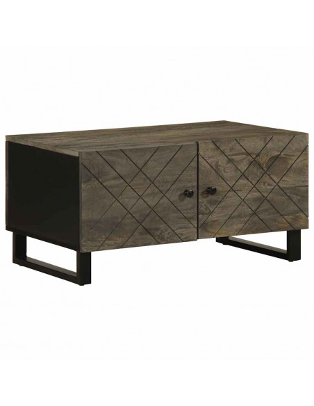 Tavolino da Salotto Nero 80x50x40 cm in Legno Massello di Mango