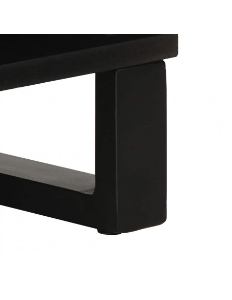 Credenza Nera 80x33x75 cm in Legno Massello di Mango
