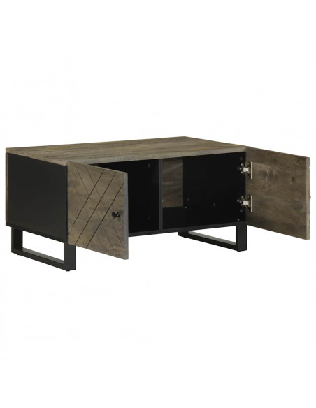 Tavolino da Salotto Nero 80x50x40 cm in Legno Massello di Mango