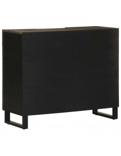 Credenza Nera 90x33x75 cm in Legno Massello di Mango
