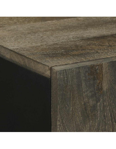 Credenza Nera 90x33x75 cm in Legno Massello di Mango