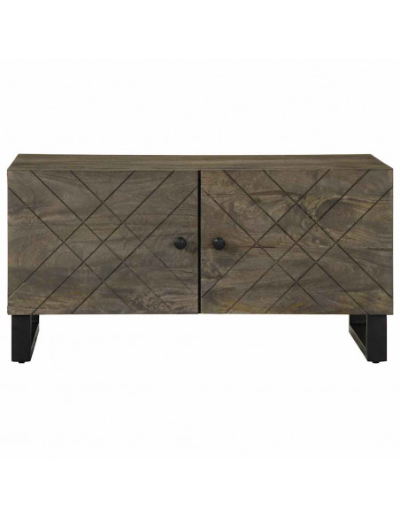 Tavolino da Salotto Nero 80x50x40 cm in Legno Massello di Mango