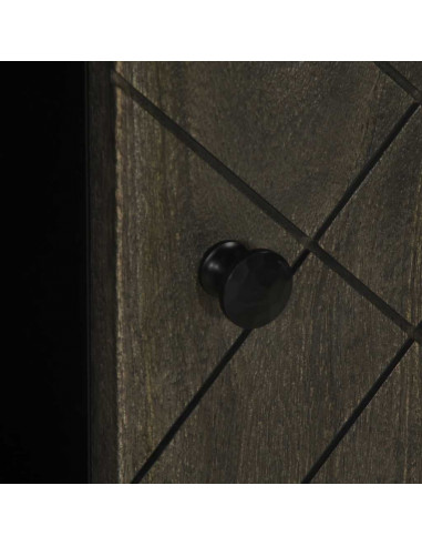 Credenza Nera 90x33x75 cm in Legno Massello di Mango