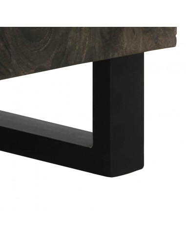 Credenza Nera 90x33x75 cm in Legno Massello di Mango