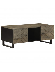 Tavolino da Salotto Nero 100x54x40cm in Legno Massello di Mango
