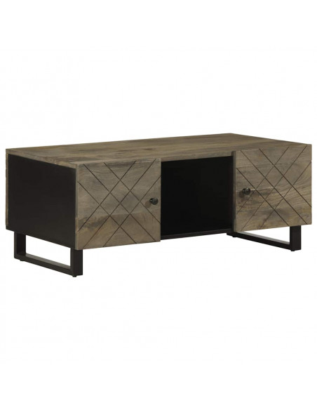Tavolino da Salotto Nero 100x54x40cm in Legno Massello di Mango
