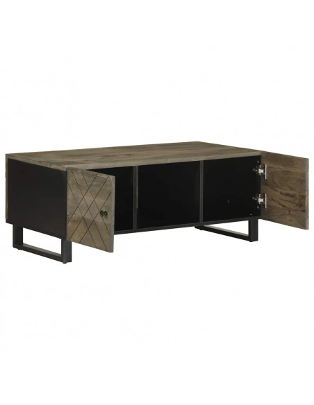 Tavolino da Salotto Nero 100x54x40cm in Legno Massello di Mango