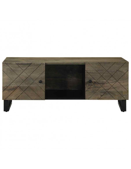 Tavolino da Salotto Nero 100x54x40cm in Legno Massello di Mango