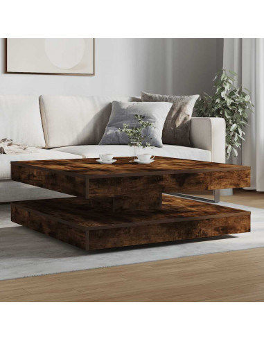 Tavolino da Caffè Girevole a 360 Gradi Rovere 90x90x34,5 cm