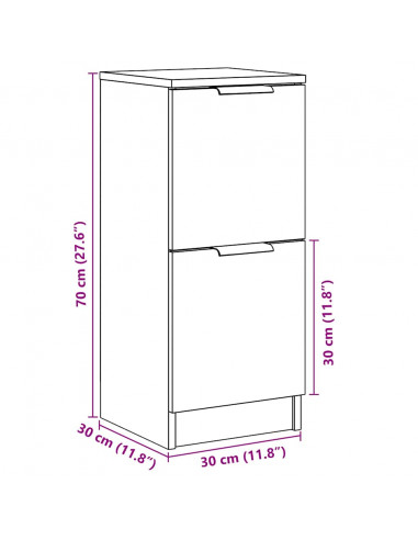 Credenze 2 pz Rovere Artigianale 30x30x70 cm Legno Multistrato