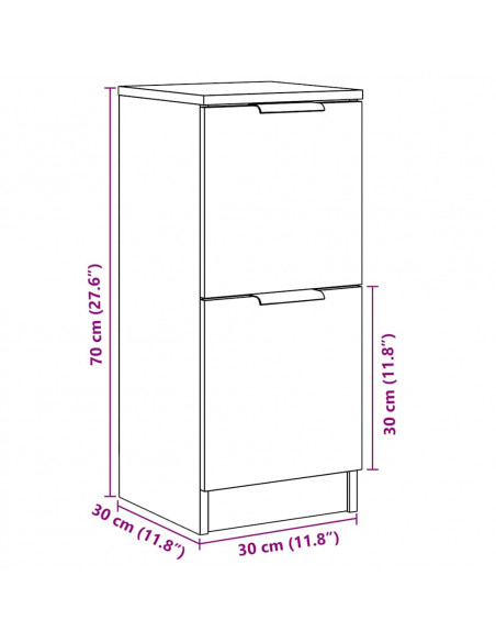 Credenze 2 pz Rovere Artigianale 30x30x70 cm Legno Multistrato