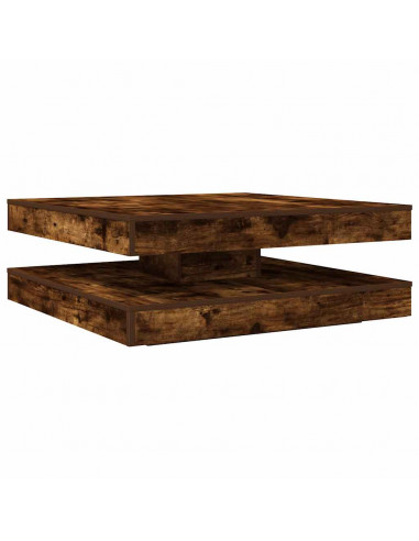 Tavolino da Caffè Girevole a 360 Gradi Rovere 90x90x34,5 cm