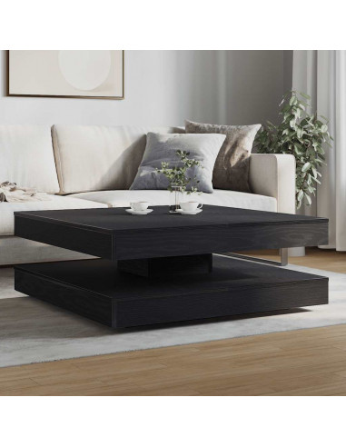 Tavolino da Caffè Girevole a 360 Gradi Nero 90x90x34,5 cm