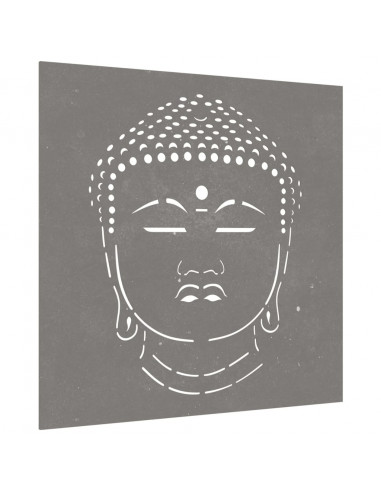 Decorazione Muro Giardino 55x55 cm Testa Buddha Acciaio Corten