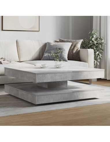 Tavolino da Caffè Girevole a 360 Gradi Grigio 90x90x34,5 cm