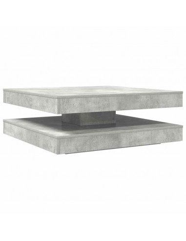 Tavolino da Caffè Girevole a 360 Gradi Grigio 90x90x34,5 cm