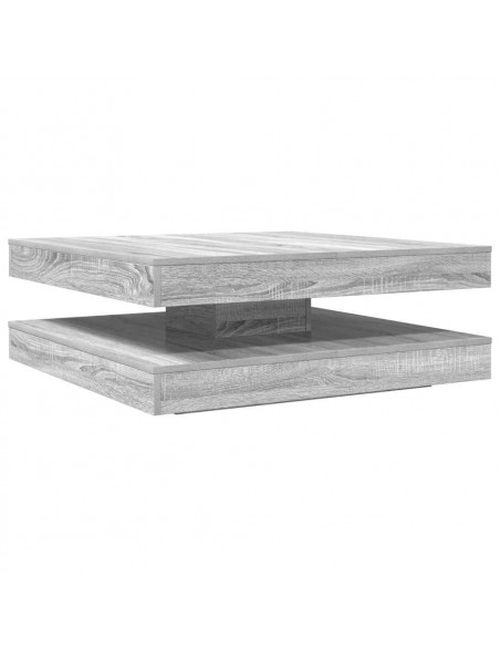 Tavolino da Caffè Girevole a 360 Gradi Grigio 90x90x34,5 cm