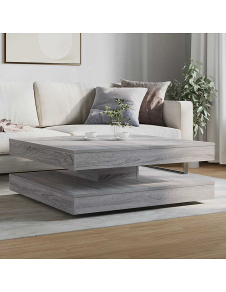 Tavolino da Caffè Girevole a 360 Gradi Grigio 90x90x34,5 cm
