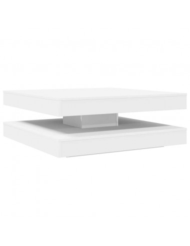 Tavolino da Caffè Girevole a 360 Gradi Bianco 90x90x34,5 cm