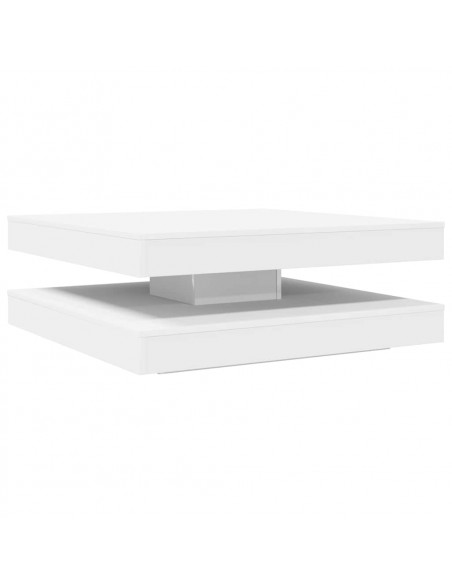 Tavolino da Caffè Girevole a 360 Gradi Bianco 90x90x34,5 cm