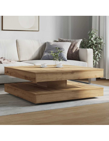 Tavolino da Caffè Girevole a 360 Gradi Artigianale 90x90x34,5cm