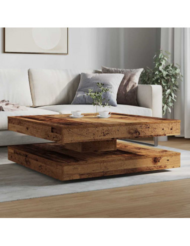 Tavolino da Caffè Girevole a 360 Gradi Antico 90x90x34,5 cm