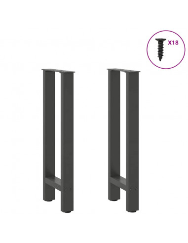 Gambe per tavolo consolle antracite 2 pz 28x(72-73) cm in acciaio