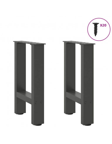 Gambe per Tavolino Antracite 2 pz 38x(42-43) cm Acciaio