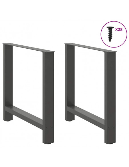 Gambe per Tavolino Antracite 2 pz 80x(72-73) cm Acciaio