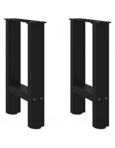 Gambe per Tavolino Nero 2 pz 28x(42-43) cm Acciaio