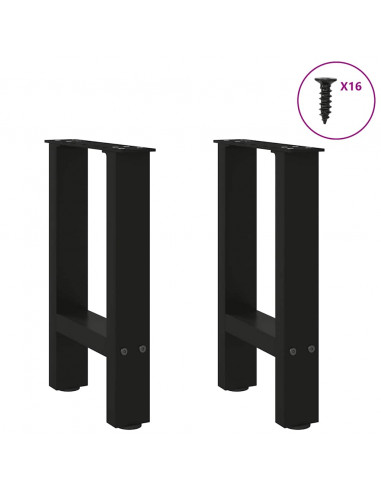 Gambe per Tavolino Nero 2 pz 28x(42-43) cm Acciaio