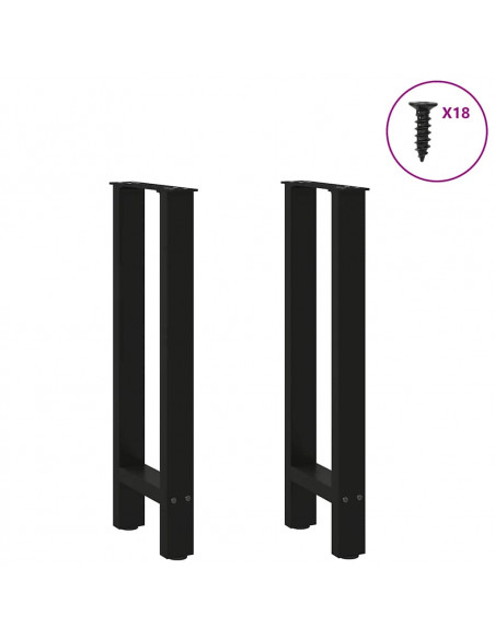 Gambe per Tavolino Nero 2 pz 28x(72-73) cm Acciaio