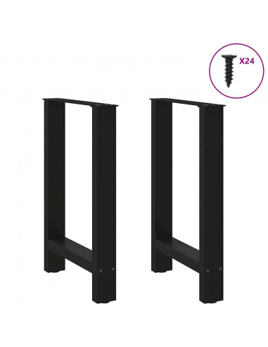 Gambe per tavolo da pranzo nere 2 pz 50x(72-73) cm in acciaio