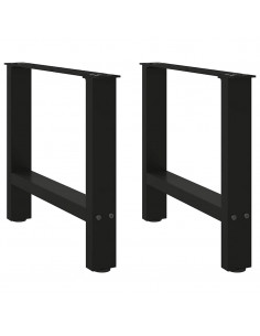 Gambe per Tavolino Nero 2 pz 60x(42-43) cm Acciaio