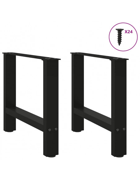 Gambe per Tavolino Nero 2 pz 60x(42-43) cm Acciaio