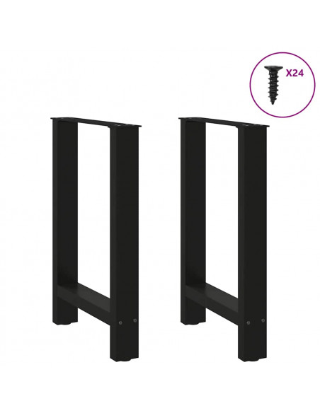 Gambe per Tavolino Nero 2 pz 60x(72-73) cm Acciaio