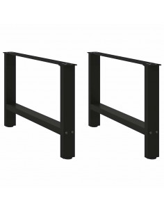 Gambe per Tavolino Nero 2 pz 70x(42-43) cm Acciaio