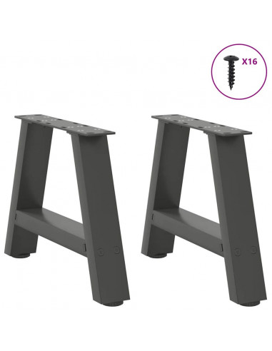 Gambe Tavolino Caffè a A 2 pz Antracite 30x(30-31)cm in Acciaio