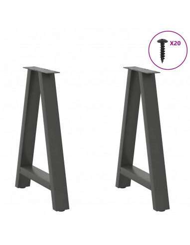 Gambe Tavolino Caffè a A 2 pz Antracite 50x(72-73)cm in Acciaio