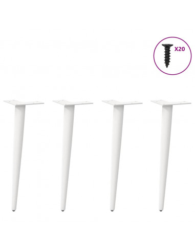 Gambe Tavolino Caffè a Forma Conica 4 pz Bianco 42-43cm Acciaio